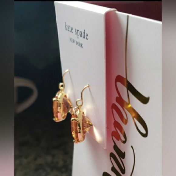 Kate Spade Earrings Citrine Brilliant Cut, Golden hardware Stunning NWT - Picture 10 of 10